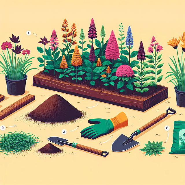 mulching around newly planted perennials