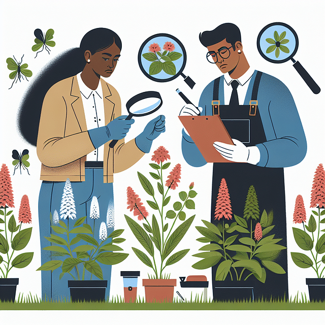 inspecting perennial ground cover plants for pests and diseases