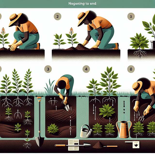 planting perennial ground cover plants in a garden bed