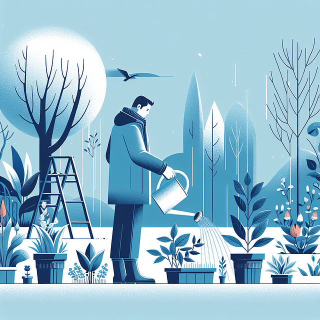 watering garden plants before winter freeze