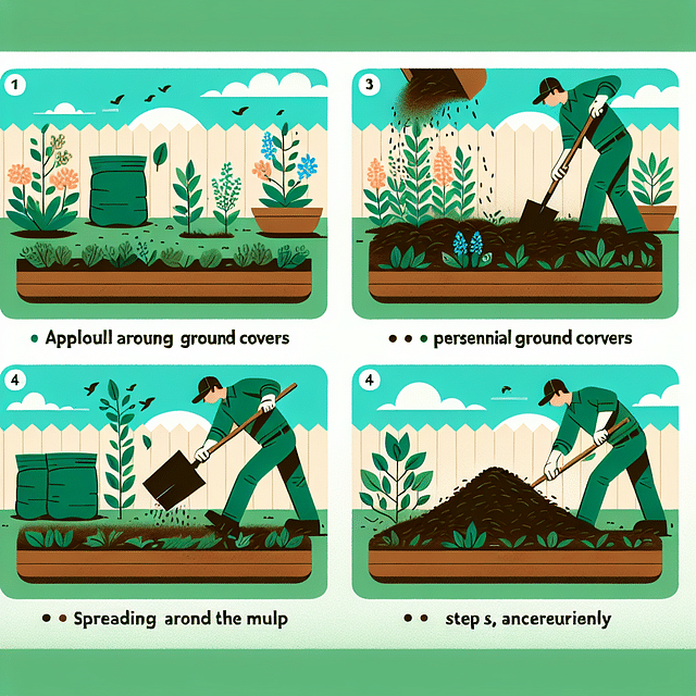 applying mulch around perennial ground covers