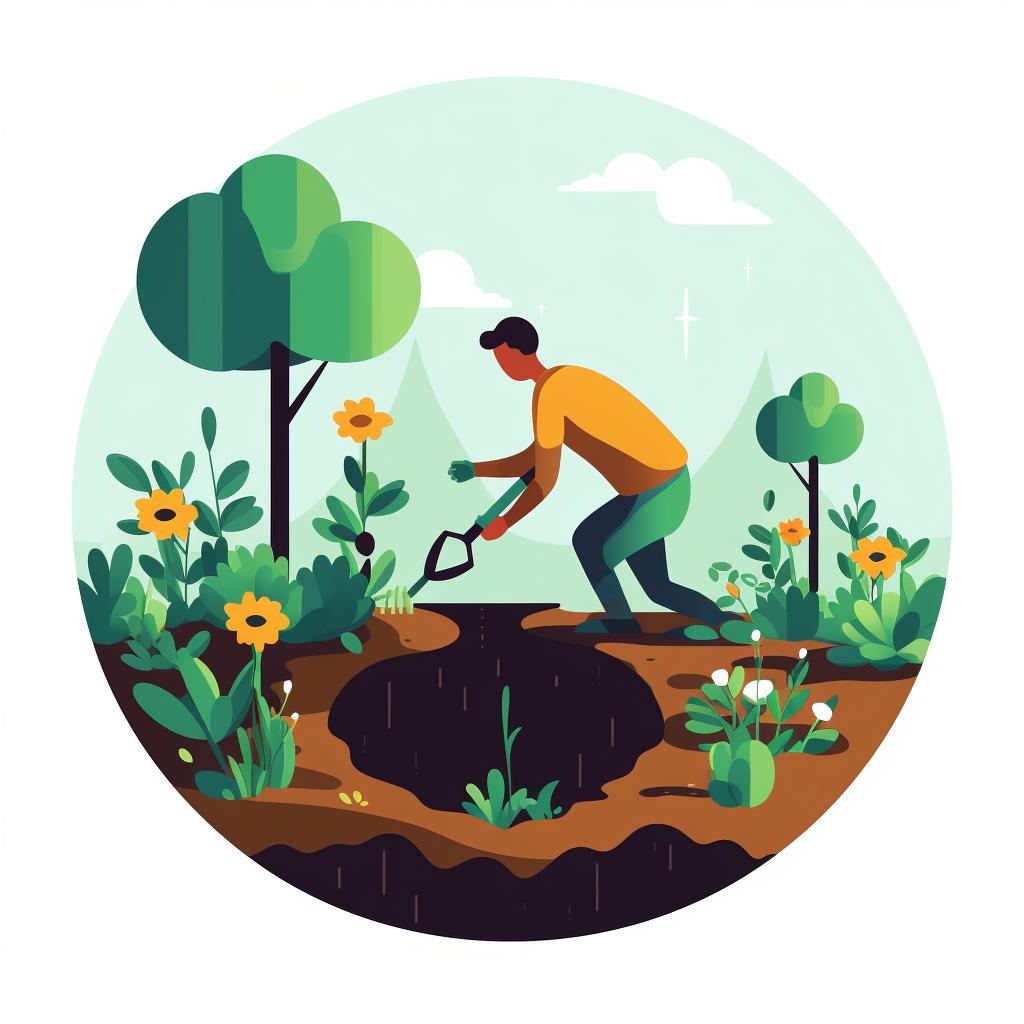 A gardener planting a perennial in a hole