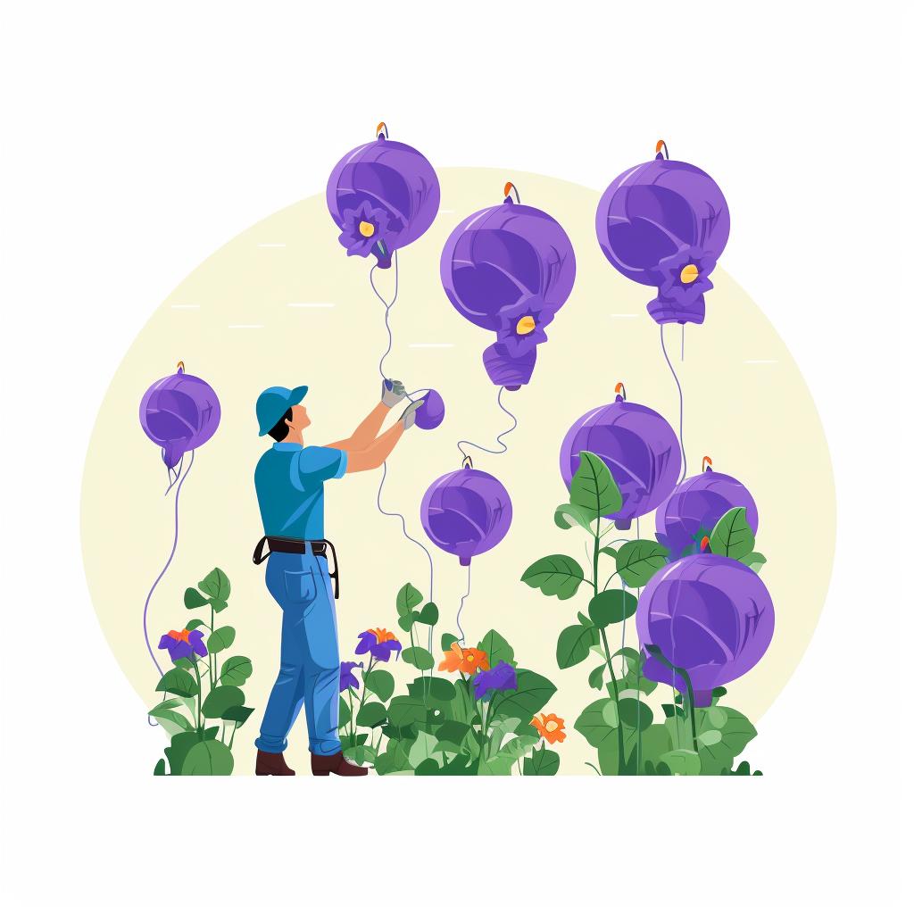 Pruning of Balloon Flowers in a garden