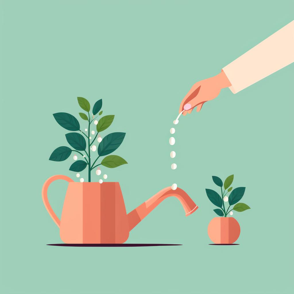 A hand watering a plant deeply with a watering can