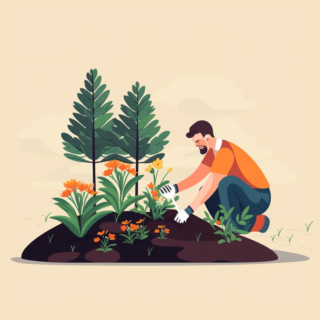 Planting a perennial in a garden