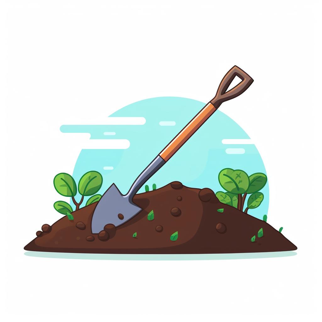 A garden trowel digging a hole in the soil